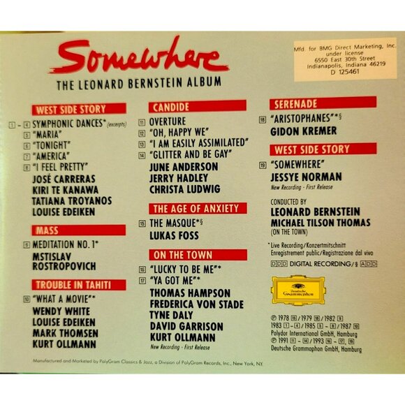 Leonard Bernstein Somewhere CD Various Artists Classical Music Album 37229cd - Picture 2 of 2